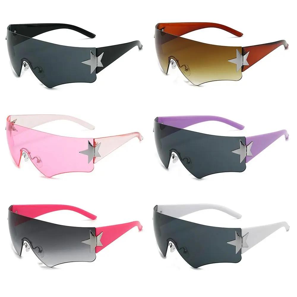Oversized Rimless Goggle Eyewear Punk Y2K Sunglasses for Women Men Wrap Around Shades Sports Sun Glasses